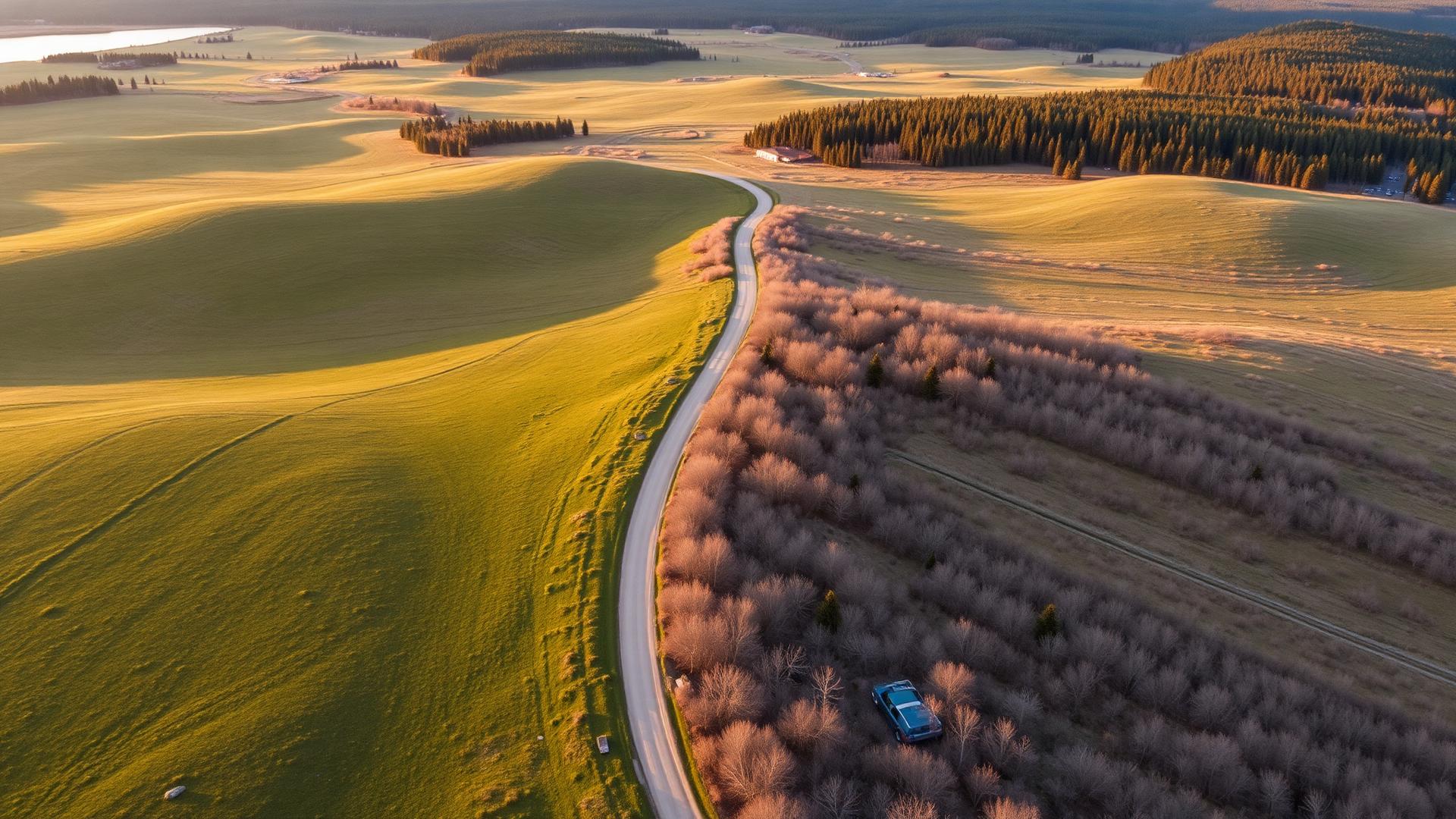 Aerial view of open American countryside